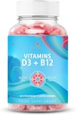 BeLive Vitaminas D3 Gummies su B12 Vitaminai - 60 Ct I Immunal Support Gummies su Vegan Vitaminas B12 & D3, Sustiprintas kaulų ir raumenų stiprumas, Žemėlapis Sveikata ir energija - braškių skonio
