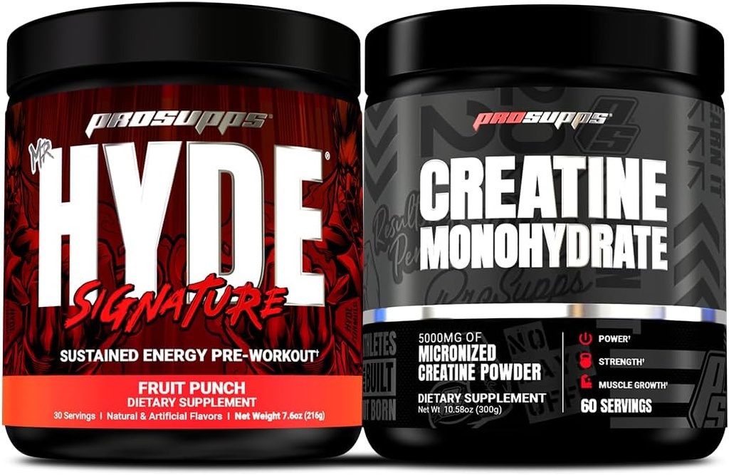 PROSUFS Hyde parašas ilgalaikis prieš treniruotės, Vaisių Punch ir Creatine 300 Bundle