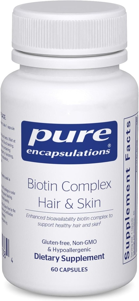 Pure Encapsulations Biotin Complex Plaukų ir odos 124; Biotin Complex Sveikiems plaukams ir odos palaikymui