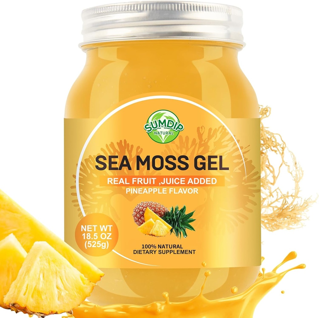 18.5OZ Sea Moss gelis, Žaliavinis spalvoti airių jūros gelis imuninis ir digiminė parama Vitaminas Mineraliniai papildai, Ananasai