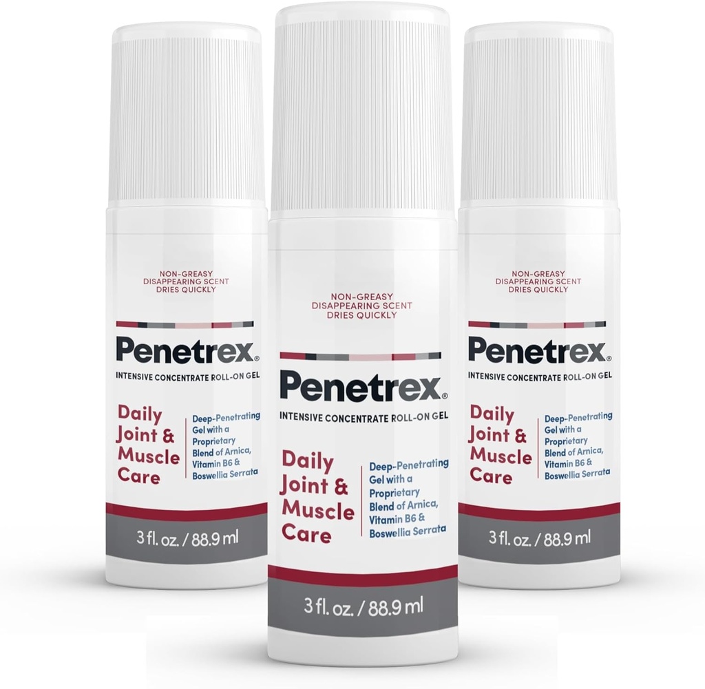 Penetrex Sąnarių & Raumenų terapija - Raminantis gelis nugaros, kaklas, rankos, pirštinės - Premium viso kūno Rub su Arnica, Vitaminas B6 & MSM - 3oz Roll on Gel (3- Pack)