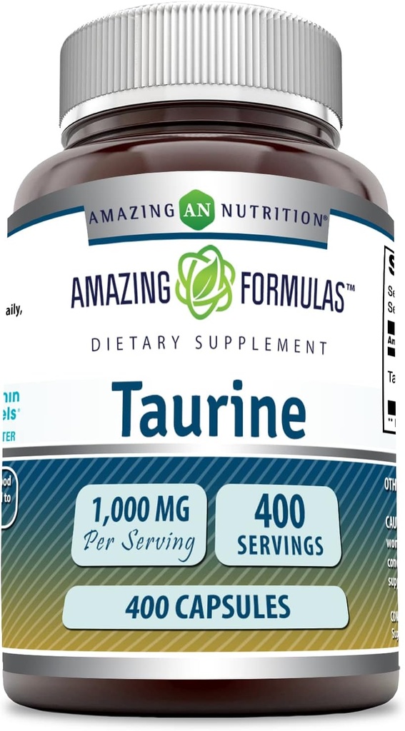 Nuostabi formulė Taurine 1000mg Kapsulės Amino rūgšties papildas (400 Count)