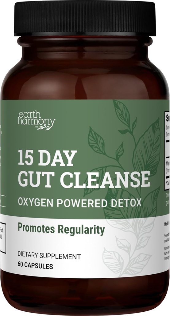 15 Diena gut Cleanse Detox moterims ir vyrams - Vegan, Non GMO ingredientai Waist Loss ir vidurių užkietėjimas paramos su 15 Dienų Cleanse gut Support without Cramping, As Seen on TikTak (60 Capsules)