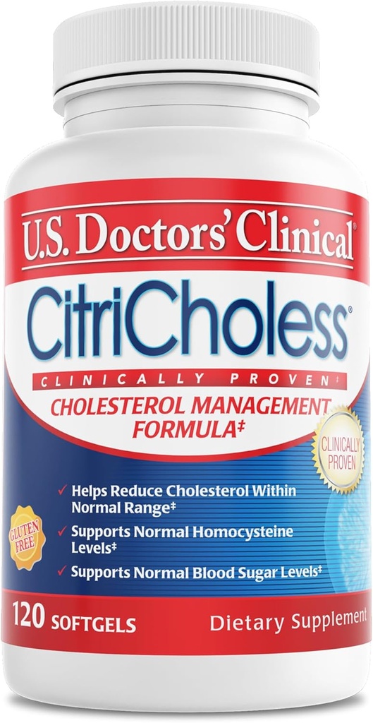 U.S. Doctors’ Clinical CitriCholess® Clinically Proven Cholesterol Supplement with Bergamonte Citrus Extract & Vitamin C to Support Healthy Cholesterol Levels (120 Softgels – 2 Month Supply)