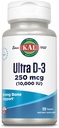 KAL Ultra Vitamin D3 10000 IU 250 mcg, High Potency Vitamin D Tablets, Calcium Absorption, Bone Health and Immune Support Supplement, Rapid Disintegration D-3 ActivTabs, 120 Servings, 120 Tablets