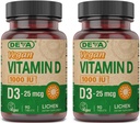 DEVA Vegan Vitamin D3 Supplement - Once-Per-Day Tablet with 1000 IU - Cholecalciferol - Lichen Plant Derived - 90 Small Tablets, 2-Pack