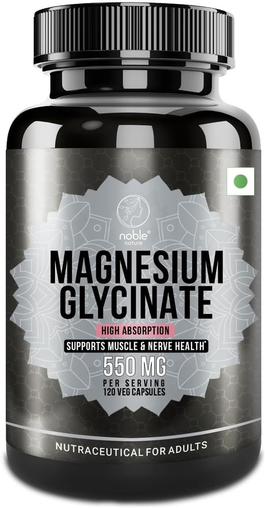 High Absorption Magnesium Glycinate 550mg - 120 Veg Capsules - 4 Months Supply
