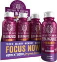 BrainSule smegenų ir imuninės paramos Shot, Gluten Free Additional Shots for Energy, Focus, Imunitetas su vitaminu D, C B, Alpha GPC & Organic Ginger Root, Huckleberry Hibiscus, 2,5 fl oz, 12 Pack