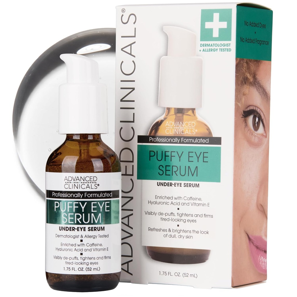 Advanced Clinicals puffy Eye Under Eye Serum ® 124; Matomas Anti Agining Brightening Vitaminas C + Kofeinas Serumas Padeda pagerinti išvaizdą Puffishy, Fine Lines, Tamsios ratą, & Netolygus odos Tone, 1.75 Fl Oz