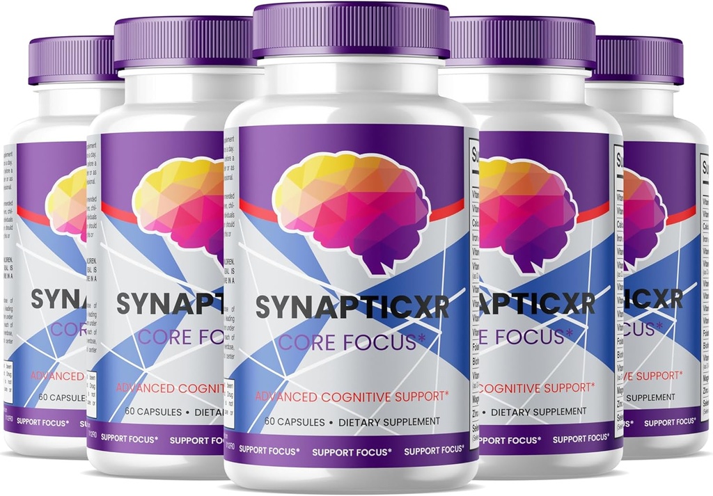 (5 pakuotė) Synaptic XR Core Focus Capsules, Synaptic XR Smegenų kapsulės, Visi natūralūs papildas kognityvinės sveikatos ir funkcijos, SynapticXR, Synaptic XR Advanced Formulės 300 kapsulės 5 mėnesį