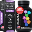 Amžius Gynybos Grožis Collagen Matrix - 2,000mg Multi Collagen Biotin Keratino Hyaluronic Acid Saw Palmetto Vitamino C papildas kompleksas - DHT Blocker vyrams & Moterys plaukų augimo - 90 Gluten- Free Caps