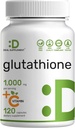 Glutathione Supplement 1,000mg Per Serving, 98% Purity | Plus Vitamin C 500mg, Active Reduced Form (GSH) | Intracellular Antioxidant – Supports Detoxification & Immune Health