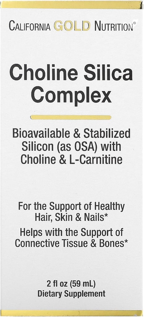 California Gold Nutrition Choline Silicio kompleksas, Biologinis & Stabilizuotas Silicis su Choline & L- Carnitine, 2 fl oz (59 ml)