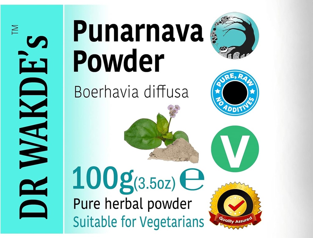 DR WAKDE PunarnavA milteliai (Boerhavia diffusa) - 100g (3.5oz) ← 124; Grynas, Žaliavinis & Džiovintas milteliai ® 124; Ajurvedic Herb ® 124; Vegan ® 124;