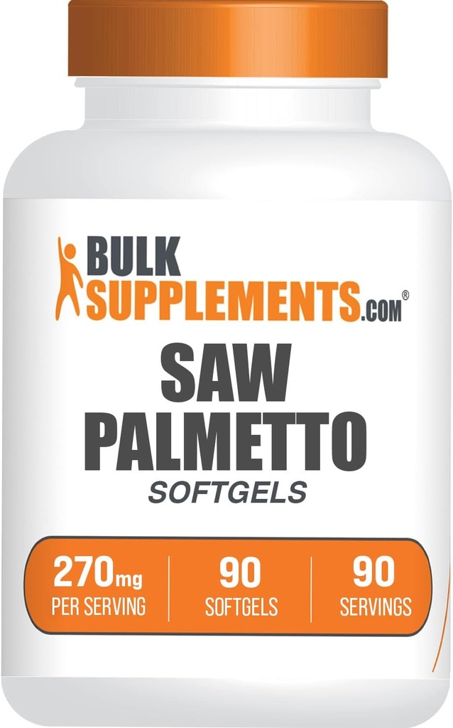 BulkSupples.com Saw Palmetto Softgels - Saw Palmetto Addition, Saw Palmetto 270mg - Žolinių papildas, Gluten Free, 1 Softgel per Serving, 90 Count (Pack of 1)