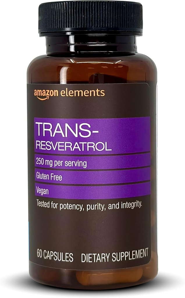 Elementai Trans- Resveratrol, 250 mg, 60 kapsulių, 2 mėnesių tiekimo, Vegan