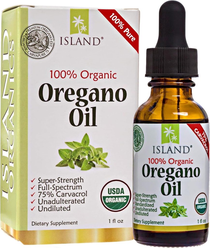 Oregano Oil Organic Liquid Drops - 100% Pure & Nepraskiesta - USDA- Sertifikuotas Ekologiškas (1 oz) 75% Carvafrol - Auginimas Ispanijoje - Imuninės paramos priedas su aliejumi Oregano.