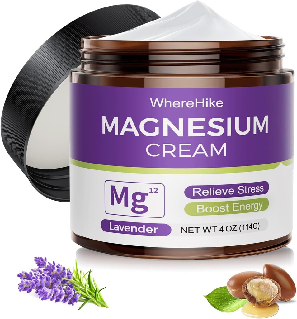 Natural Topical Magnesium Cream for Sleep,Nighttime Magnesium Lotion for Pain and Leg Cramps,Muscle Relaxation,Calm,Deep Hydration for Skin Care.(Lavender)