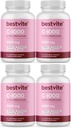 BESTVITE Vitaminas C 1000mg (480 vegetariškų kapsulių) (120 x 4) su Citrus Bioflavinoides - No Stearates - Vegan - Non GMO - Gluten Free
