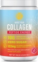 Peptide Energy Collagen milteliai Plaukų, Nagų, odos, I ir III tipo, kofeinas už energiją, vitaminas C, biotinas, hialurono rūgštis, nulinis cukrus - 8.92 oz (braškių Margarita)