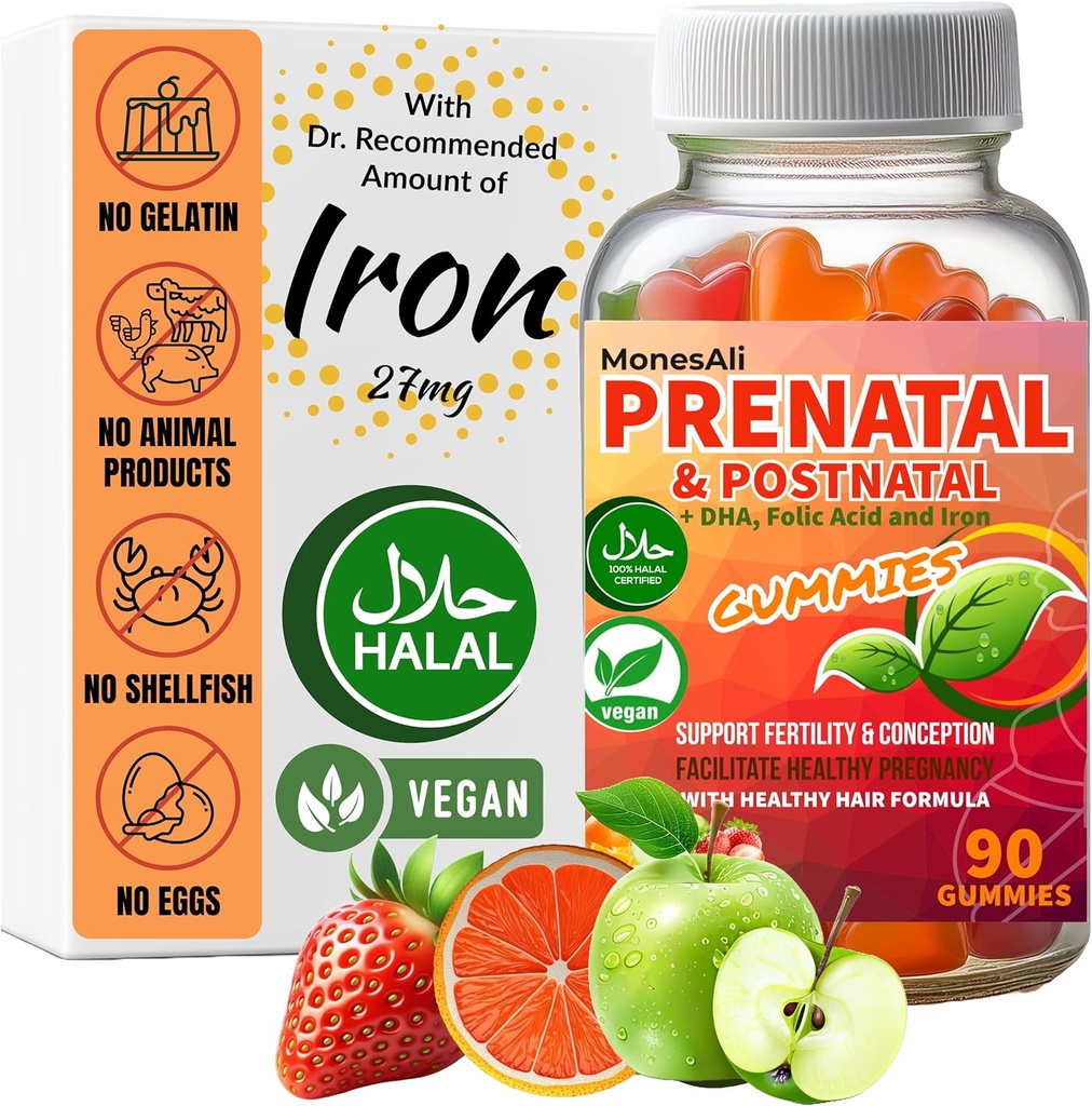 Prenataliniai Vitaminas Gummies moterims Ä ¯ 124; ir postnatalÅ ¡Ä 124; Vegan, Halal, Želatina nemokamai 124; su Folate, Iron & Biotin ® 124; Palaiko Nėštumo, Postpartum Energetika & Plaukų sveikata