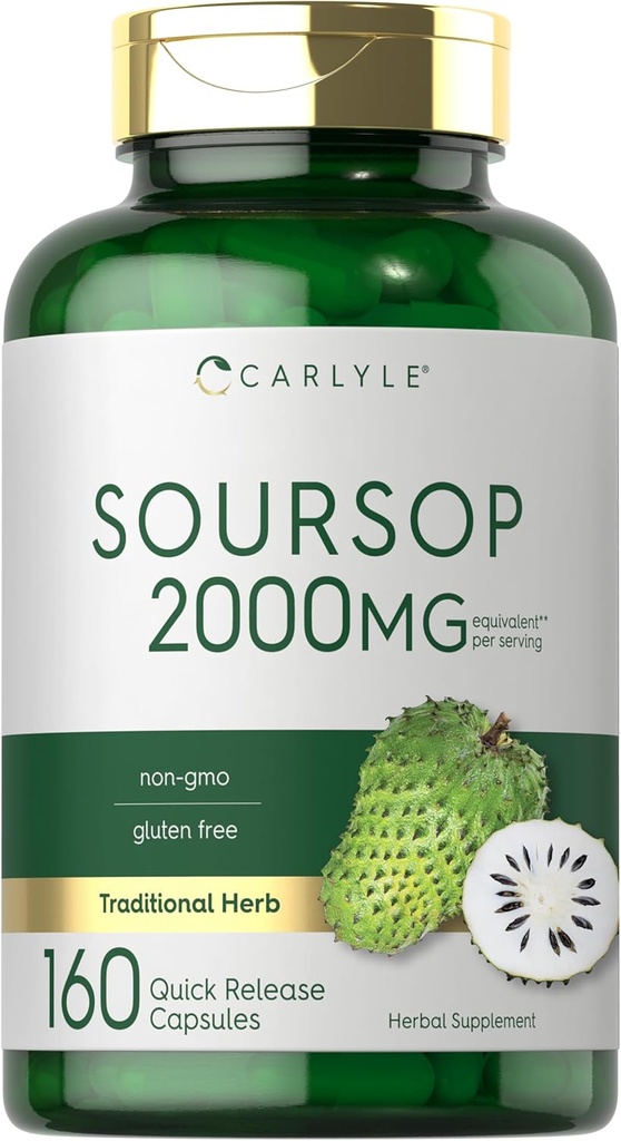 Carlyle Soursop Laves (Carlyle Soursop Laves) ® 124; 2000mg ® 124; 160 kapsulės (Capsules) ® 124; Tradicinė žolė ® 124; Non GMO, Gluten Free Addition