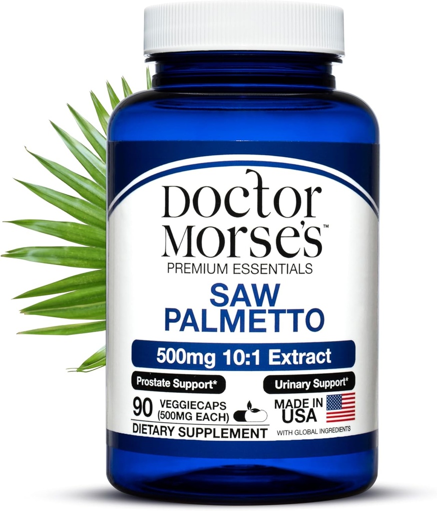 Doctor Morse 's Saw Palmetto 10: 1 Ekstraktas 500mg Lygiagrečiai 5000mg, Prostate Health Support Supplements for Men & Women - FDA- Registruota, NSF- Sertifikuota priemonė - Extra Formulės - 90 Caps