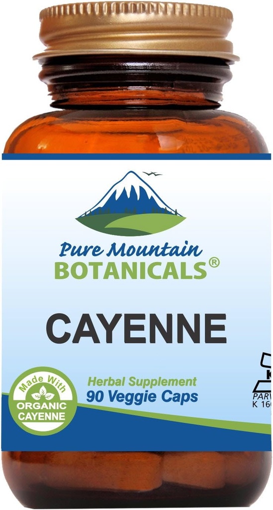 Pure Mountain Botanicals Cayenne Peper Capsules - 90 Kosher Vegan Caps su 500mg Organic Cayenne Pepper su Capsaicin