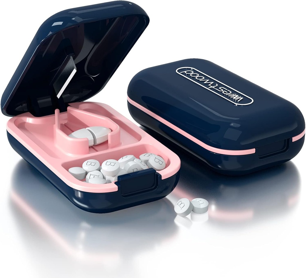 Pipirai Cutter, Pill Splitter Pjovimo Mažos piliulės arba didelių tabletes į pusę, įpjovos piliulės, Vitaminai, tabletės, Nerūdijančio plieno karkasas, Kelionių (Pill Cutter, Mėlyna)