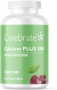 Celebrate Vitaminai Calcium Plus - 500mg Kalcio citratas, 333 TV Vitaminas D3 & 34mg Magnis po baariatric chirurgijos - Be baltymų ir be baltymų - Cherry, 90 kramtomų tablečių