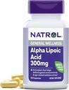 Natrol Alpha Lipoic Acid 300 mg, Dietary Supplement for General Wellness, 50 Capsules, 50 Day Supply
