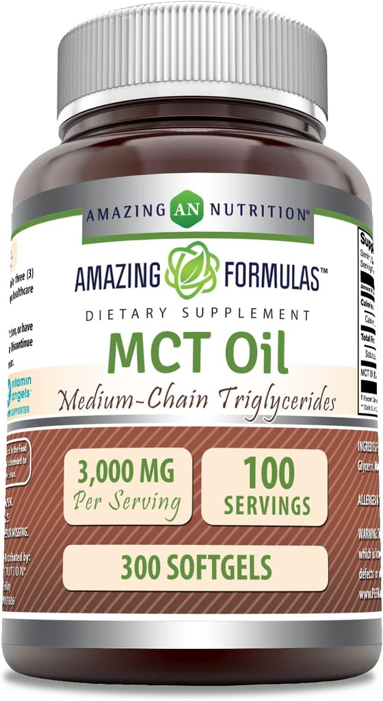 Amazonės formulės MCT Oil Addition ® 124; 1000 Mg vienam servicing ® 124; Softgels ® 124; Non-GMO ® 124; Gluten- Free ® 124; Pagaminta JAV (1 paketas, 300 skaičius)