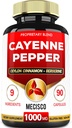 Cayenne pipirų papildai su Termerijos Curcumin šaknis, Berberino HCl, Ceilonas Cinnamon Bark & Daugiau - 90 kapsulės - Parama Digestion Health, Imuninė sistema & Kūno balansas