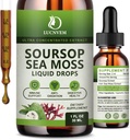 (2 pack) Organic Soursop Graviola with Sea Moss Liquid Drops, Soursop Bitters Liquid Rich in Multivitamine for Natural Antioksidant, Immunal Boost, Cell Support & Regeneracijos, Pineapple Schilor