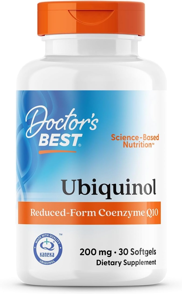 Gydytojai Geriausias ubichinolis, Reduced- Forma Kofermentas Q1, 200 mg, Ne GMO, Gluten Free, Soy Free 30 Softgels
