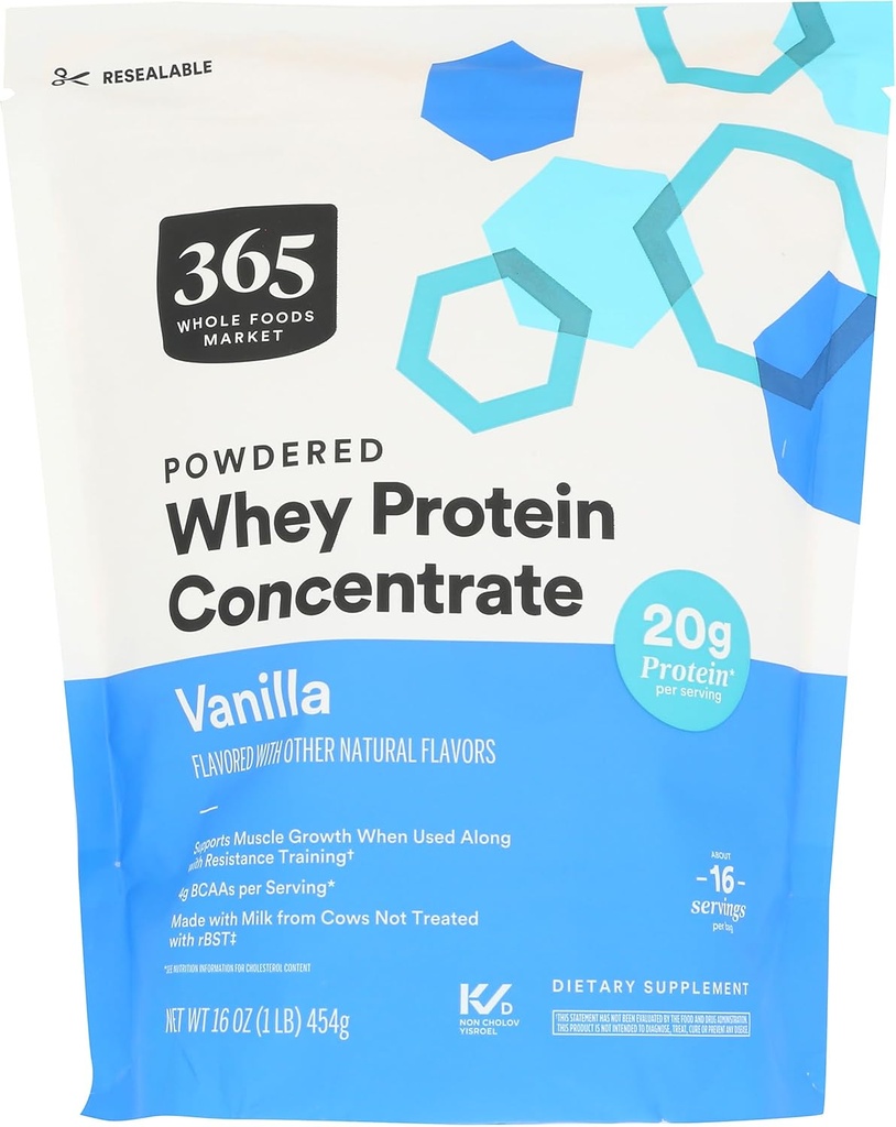 365 pagal visą maisto produktų rinką, išrūgų baltymų koncentratas, Vanilla, 16 Ounce