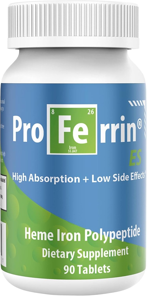 Proferin ES- 10, 5 mg didelio tankio absorbing Heme Iron Polypeptide. Pagaminta JAV. 90 tablečių. Ramiau. Kavos, kalcio ar PPI įtakos neturi.