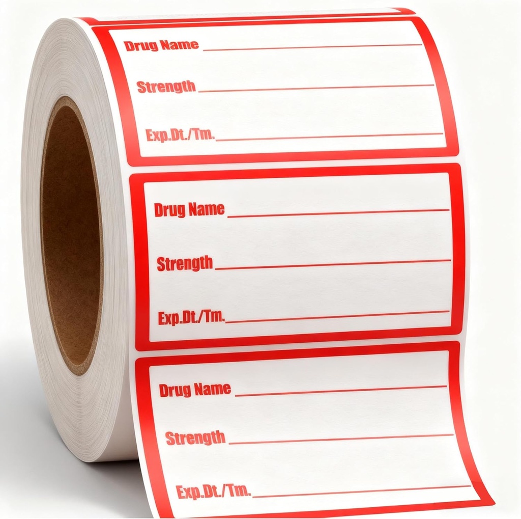 500Pcs Vaisto pavadinimas Etiketė Lipdukai Vaistai Stiprumas Lipdukai 1x2 Inch- Veterinarinės instrukcijos Labels Priminimo ženklai