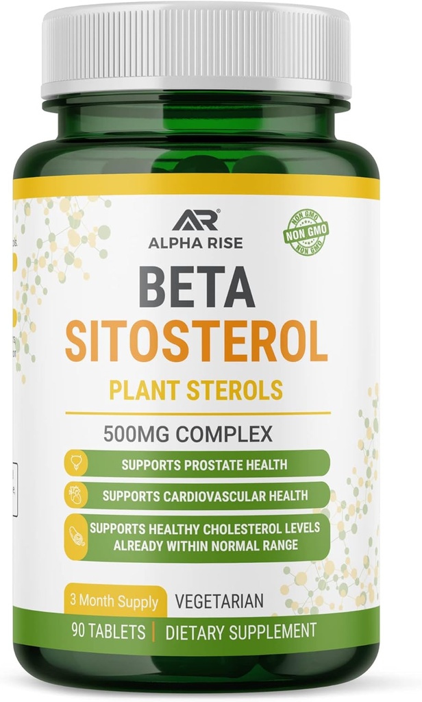 Beta sitosterolis - 500mg tabletės - Ne GMO - Palaikymas Provalstijos ir sveikos cholesterolio koncentracijos - Fitosterolių kompleksas - Natūralūs augalų steroidai ir stanoliai