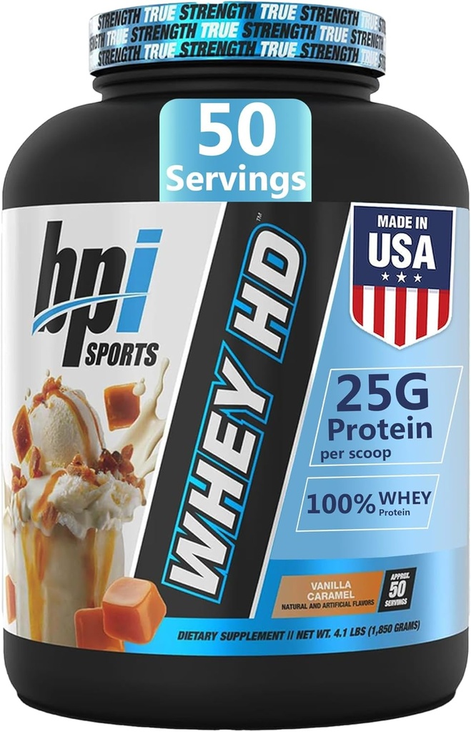 BPI Sports Whey HD Ultra Premium Protein Powder Isolate | Workout Whey Protein Powder For Men & Women for Muscle Gain | Milk Protein Concentrates | Chocolate Cookie/ Vanilla Caramel, 4.07 Pound