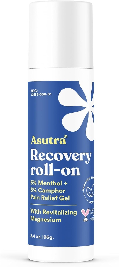 ASUTRA atkūrimo Roll-On Gel, 3.4 oz - aušinimo ir šildymas Sensation, Laikinas atleidimas nuo raumenų diskomfortas ir skausmingumas, Mess-Free Applicator, Menthol, Kamparas, ir Premium kokybės magnio