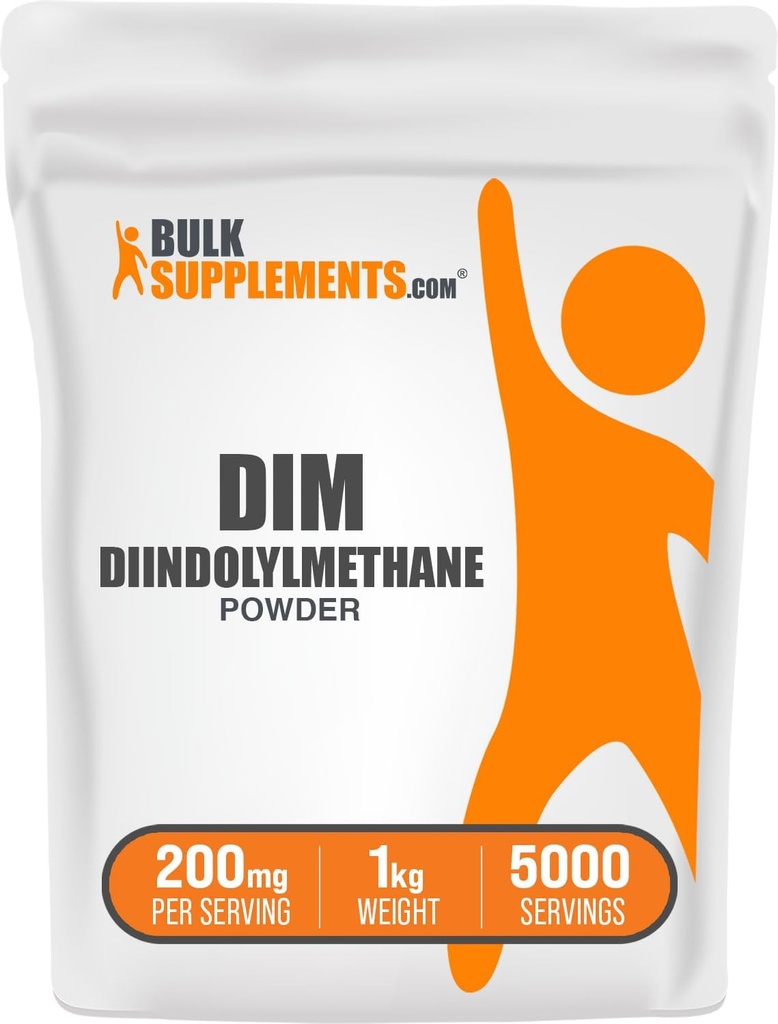 BulkSupplemen.com DIM milteliai - Diindolilmetano milteliai, DIM priedas vyrams ir moterims - Unflavored & Gluten Free, 200mg per Serving, 1kg (2,2 lbs) (pakuotė 1)