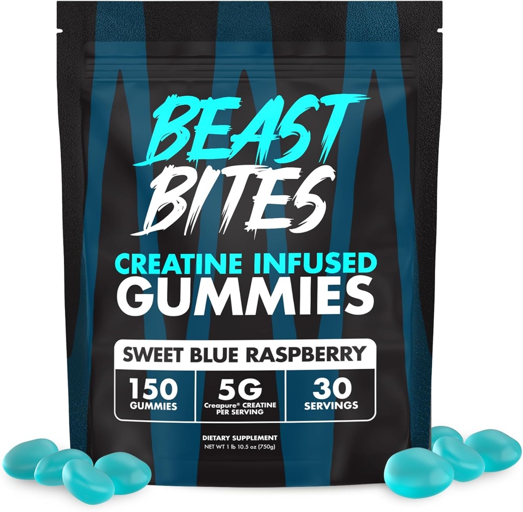 BEAST BITES - Creatine Infused Gummies - 5g Creapure Creatine Monohydrate Per Serving - NSF Certified for Sport - 30 Servings