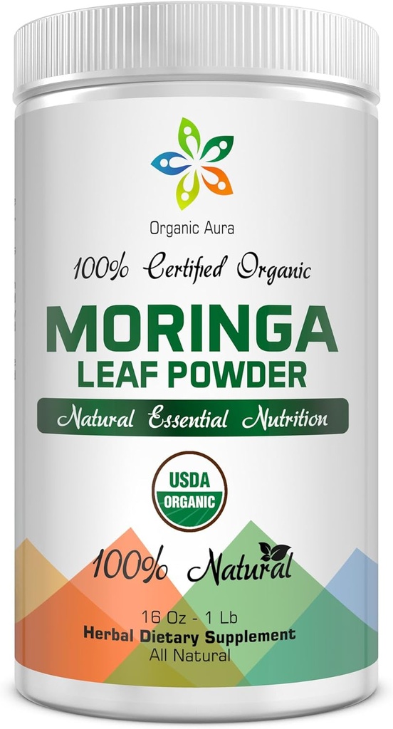 Sertifikuota Organic Moringa Leaf Powder- 1Lb. USDA Sertifikuota Ekologiška. 100% Pure ir Originalus. Natūraliai skatina energijos, metabolizmo ir imunitetas. Žaliojo viso maisto. No GMO, Gluten Free