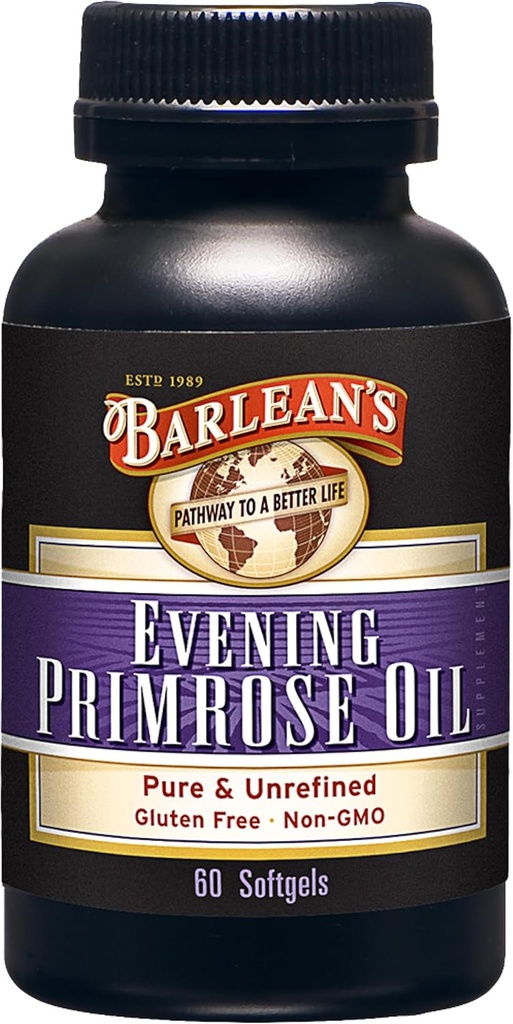 Barlean 's Evening Primrose Oil Softgels su gama- Linoleno rūgštimi (GLA) - Ne GMO, Gluten- Free - 60 -Softgels