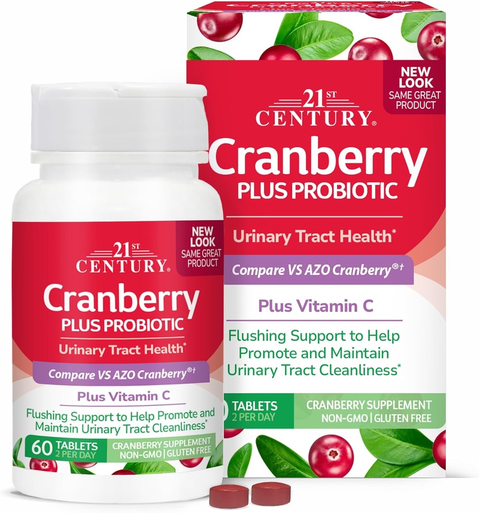 21 Century Cranberry Plus Probiotic Tablets, 60 Count