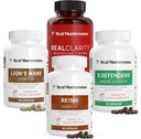 Real Mushrooms RealClarity (60ct), Lions Mane (120ct), Reishi (90ct) & 5 Defenders (90ct) Capsules - Mushroom Supplement for Cognitive Health, Longevity, Relaxation & Immune Support - Vegan, Non-GMO