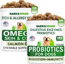 Šunų probiotikai Chews + Omega 3 šunims Bundl - Dujos, Diarėja, vidurių užkietėjimas, Upset Stomach Relief + Alergija ir Itch Relief - Digital Enzymes + Prebiotikai + Omega 3 - Odos ir kortos palaikymas