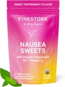 Rausvos Stork Organic Pipirmėčių Saldainiai ryte Liga ir judesio ligos parama, Pridėta vitamino B6, 1 Tripesteris nėštumo turi Haves - 30 Wrapped Pipirmėčių saldainiai
