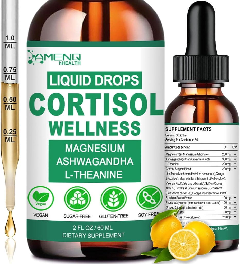 Cortisol papildai moterims ir vyrams, 16- in-1 Cortisol Reducer Detox Manager w. Magnis, Ksm- 66 Ashwagandha, L- Theanine, Rhodiola, Fosfatidilserinas žemutiniam kortizolio, Recess Mood, Focus Support